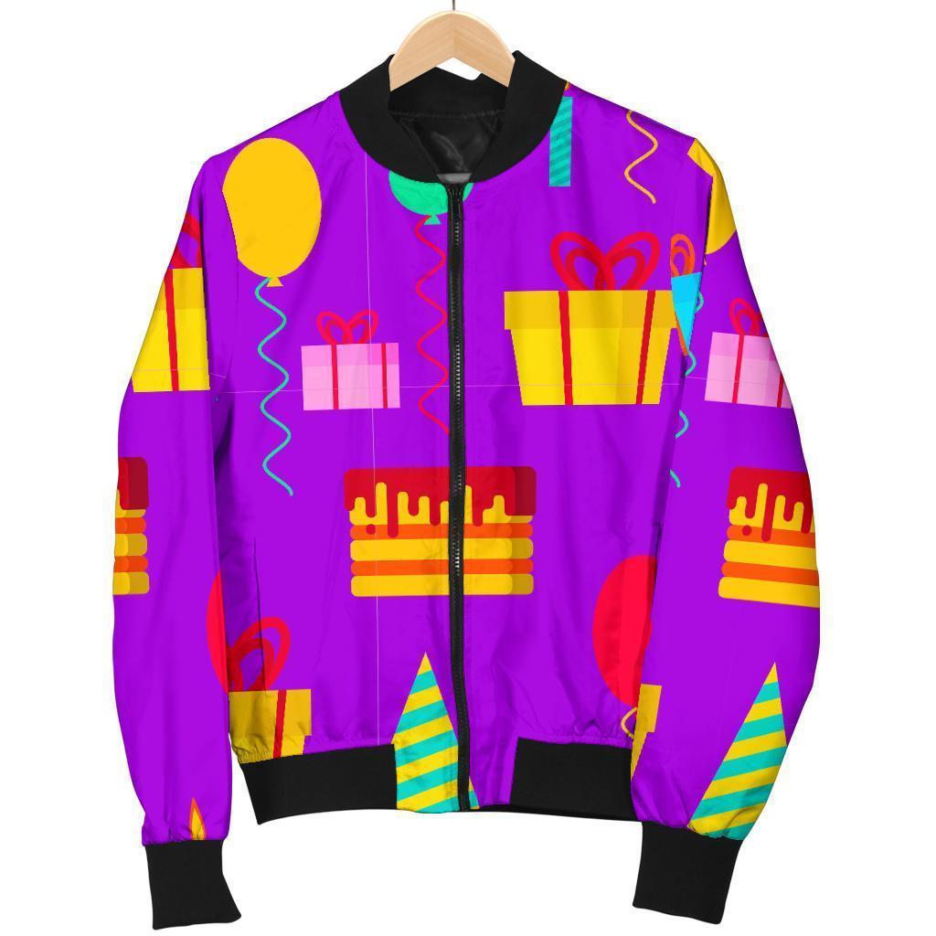 Birthday Pattern Print Men's Bomber Jacket-grizzshop