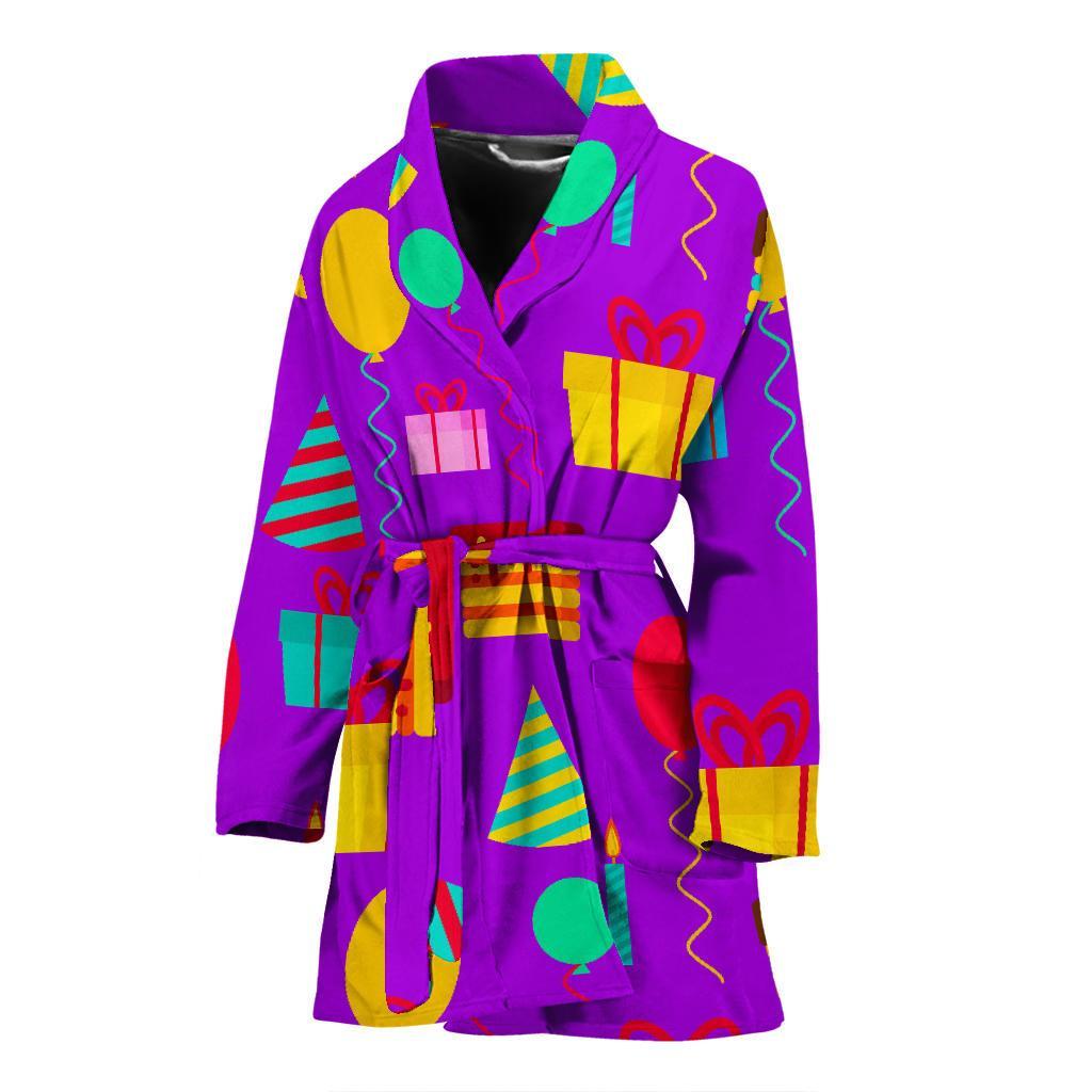 Birthday Pattern Print Women Long Robe-grizzshop