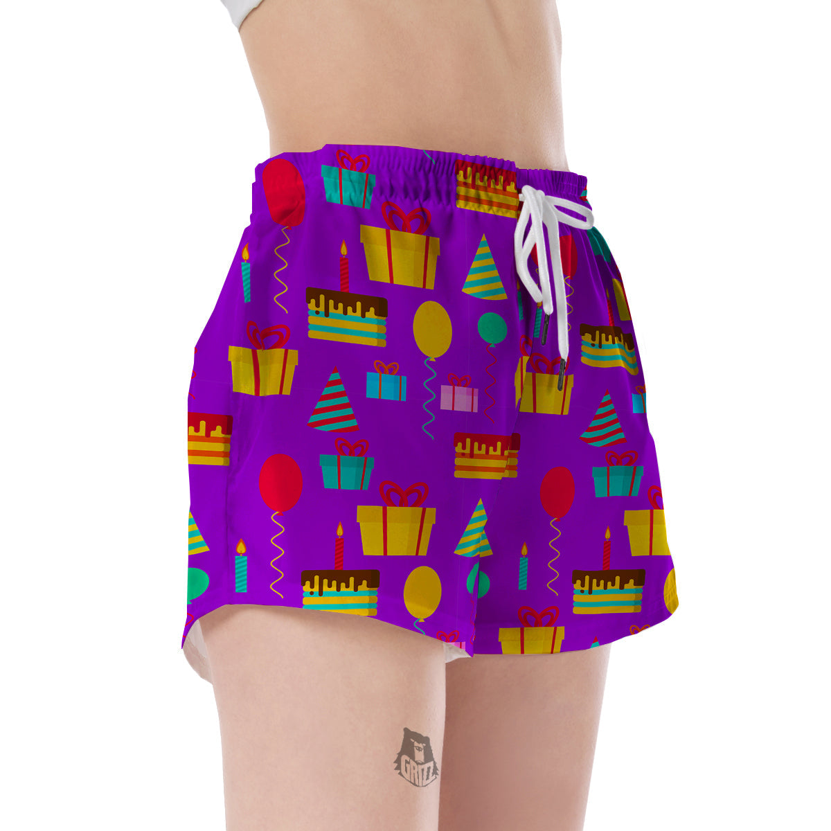 Birthday Pattern Print Women's Shorts-grizzshop