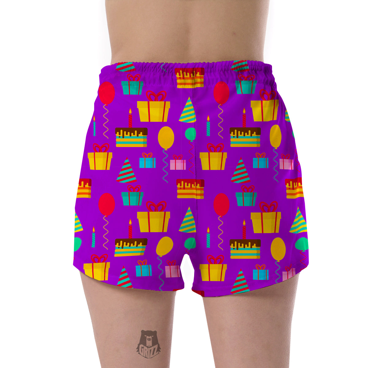 Birthday Pattern Print Women's Shorts-grizzshop