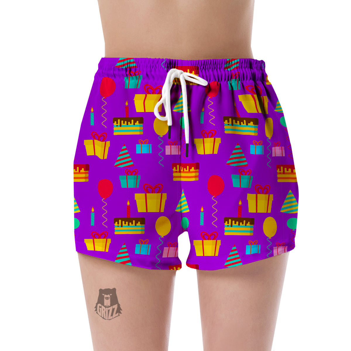 Birthday Pattern Print Women's Shorts-grizzshop