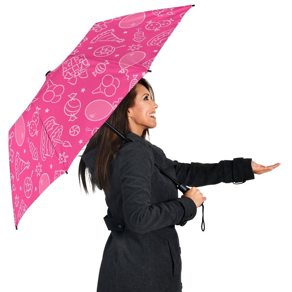 Birthday Print Pattern Automatic Foldable Umbrella-grizzshop