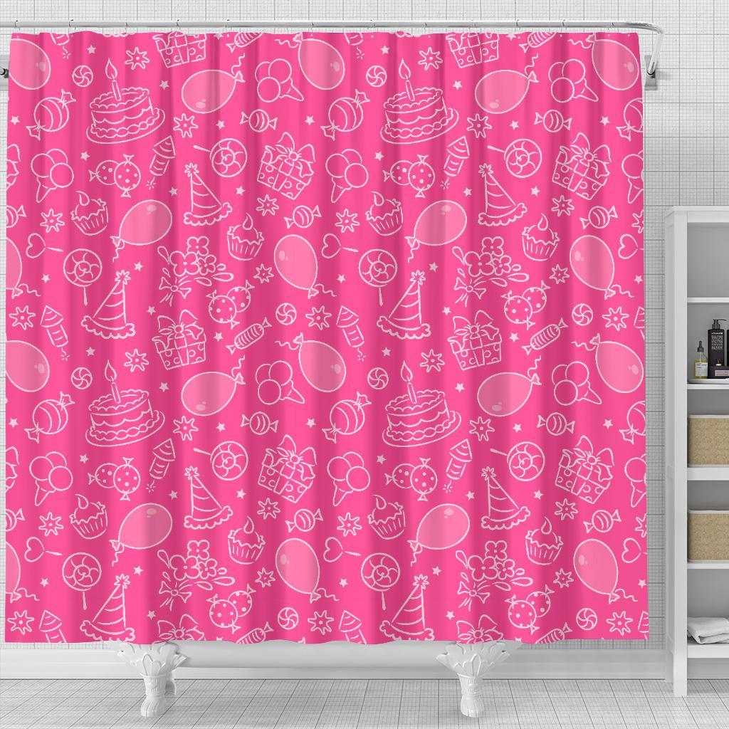 Birthday Print Pattern Bathroom Shower Curtain-grizzshop