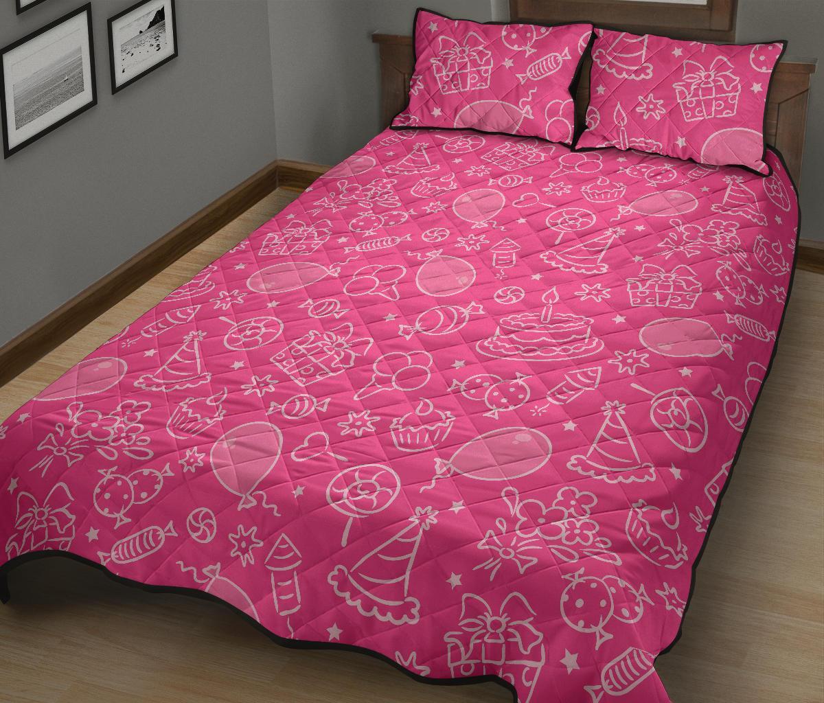 Birthday Print Pattern Bed Set Quilt-grizzshop
