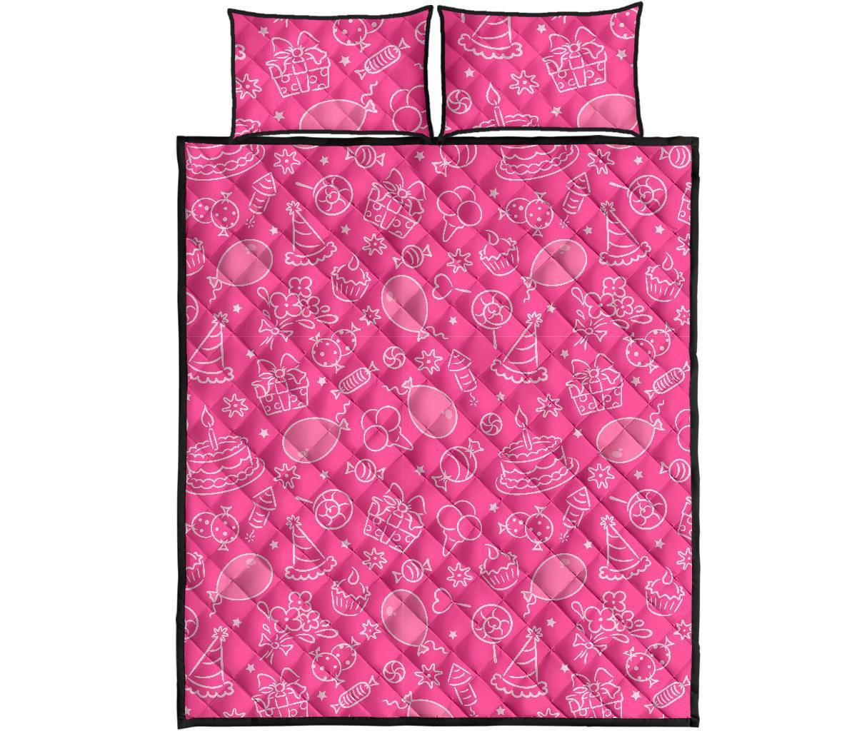 Birthday Print Pattern Bed Set Quilt-grizzshop
