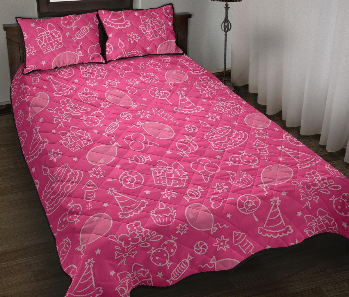 Birthday Print Pattern Bed Set Quilt-grizzshop
