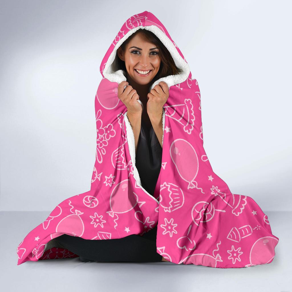 Birthday Print Pattern Hooded Blanket-grizzshop