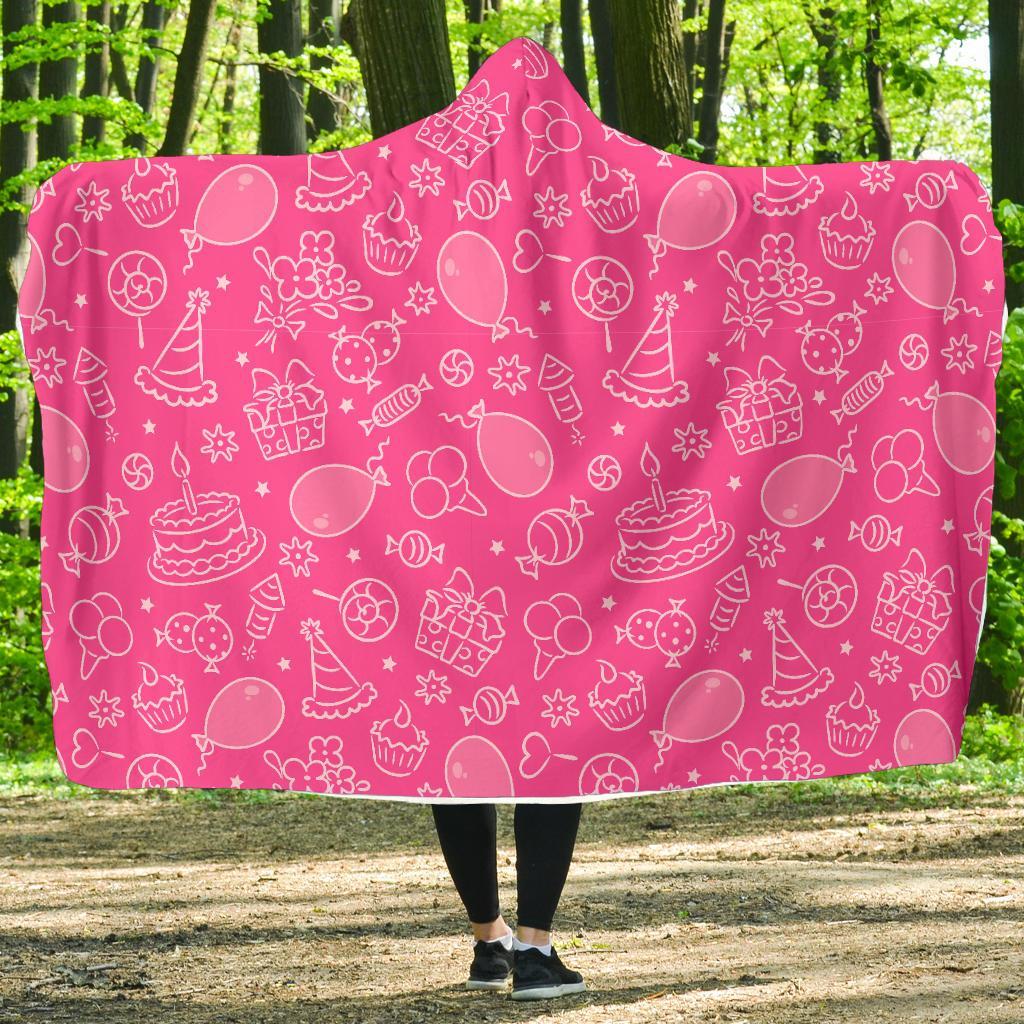 Birthday Print Pattern Hooded Blanket-grizzshop
