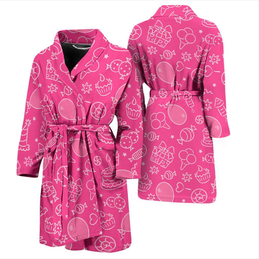 Birthday Print Pattern Men Long Robe-grizzshop