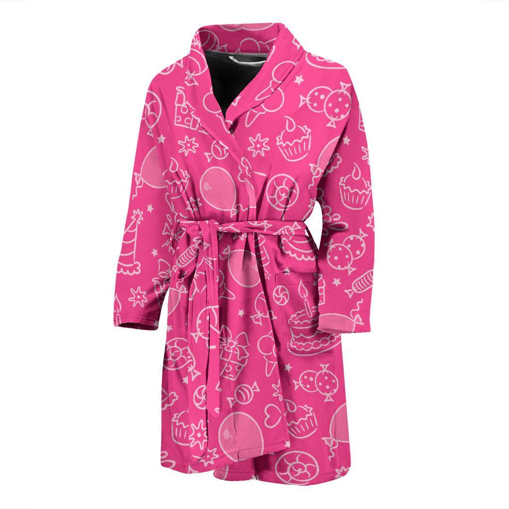 Birthday Print Pattern Men Long Robe-grizzshop