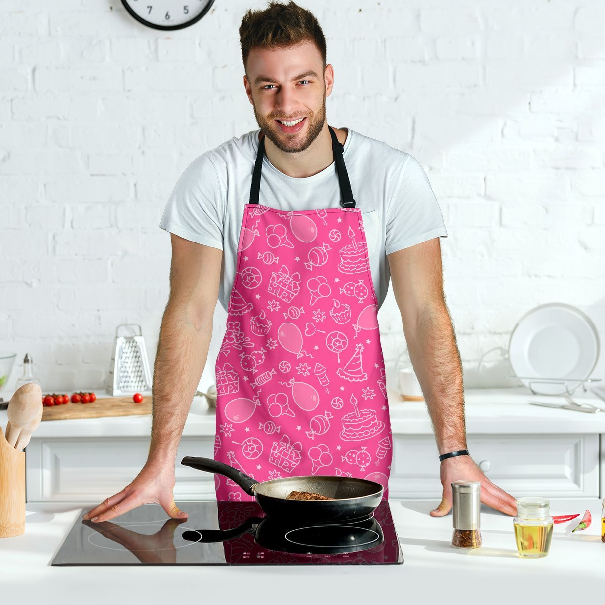 Birthday Print Pattern Men's Apron-grizzshop
