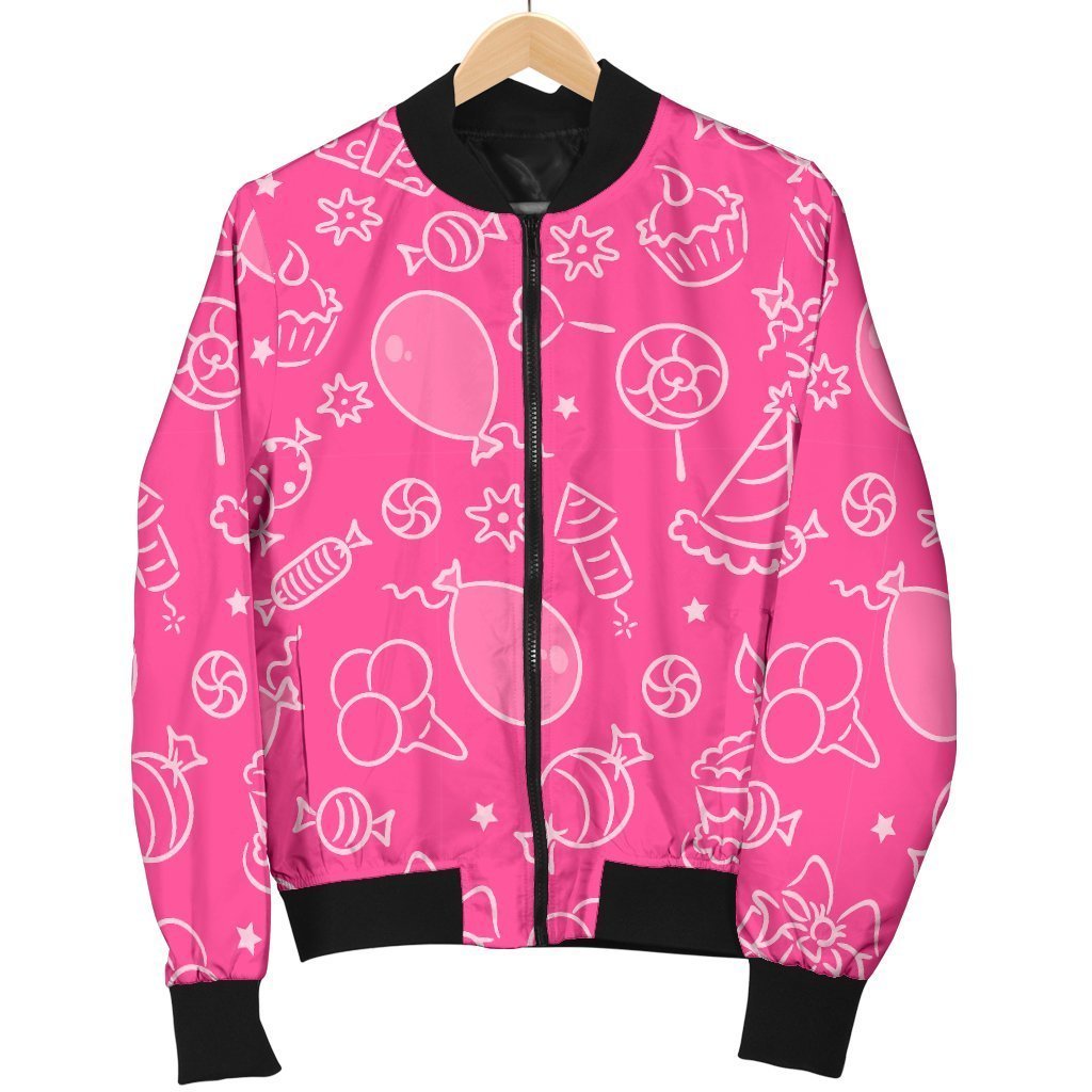 Birthday Print Pattern Women Casual Bomber Jacket-grizzshop