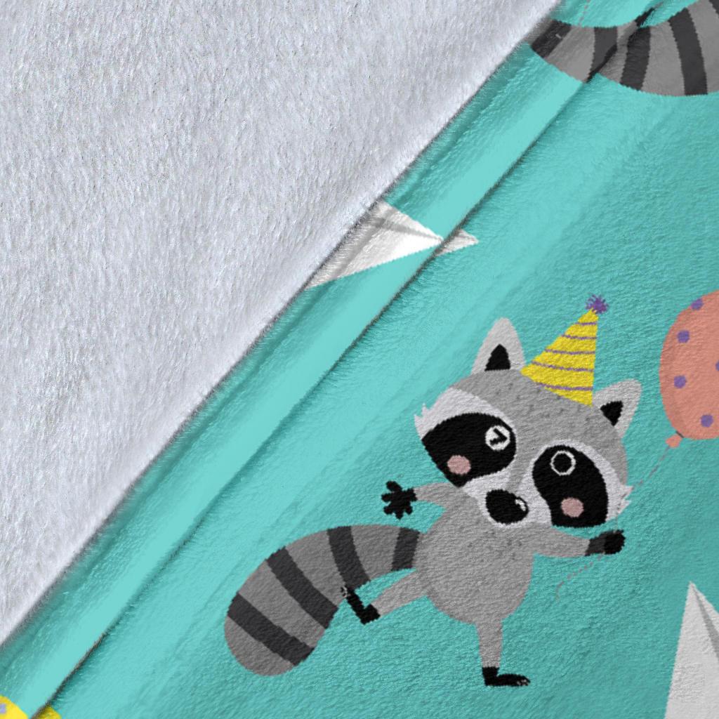 Birthday Raccoon Pattern Print Blanket-grizzshop