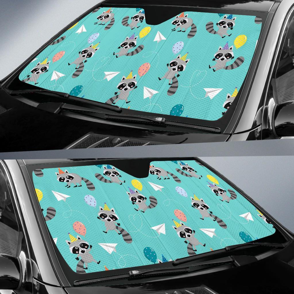 Birthday Raccoon Pattern Print Car Sun Shade-grizzshop