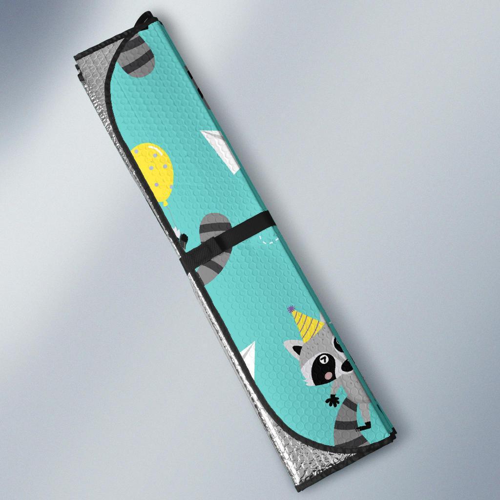 Birthday Raccoon Pattern Print Car Sun Shade-grizzshop