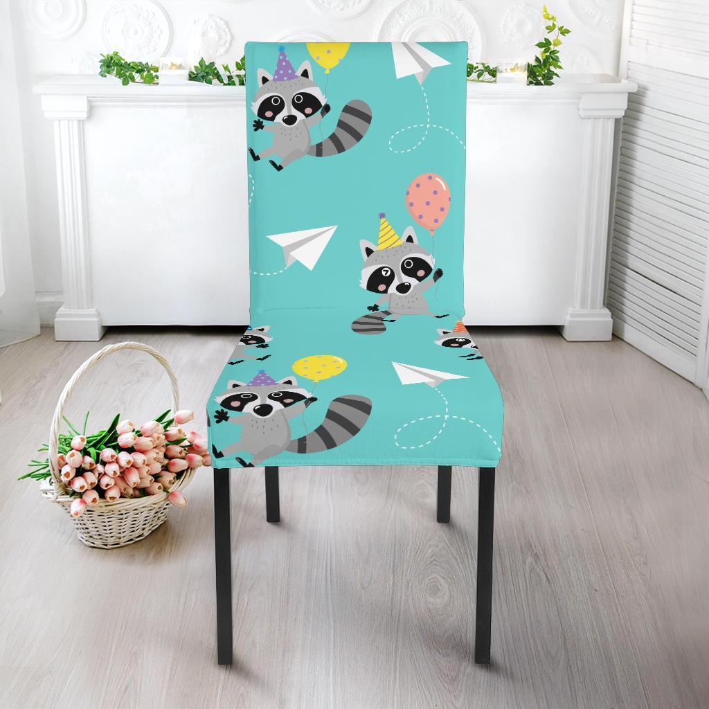 Birthday Raccoon Pattern Print Chair Cover-grizzshop