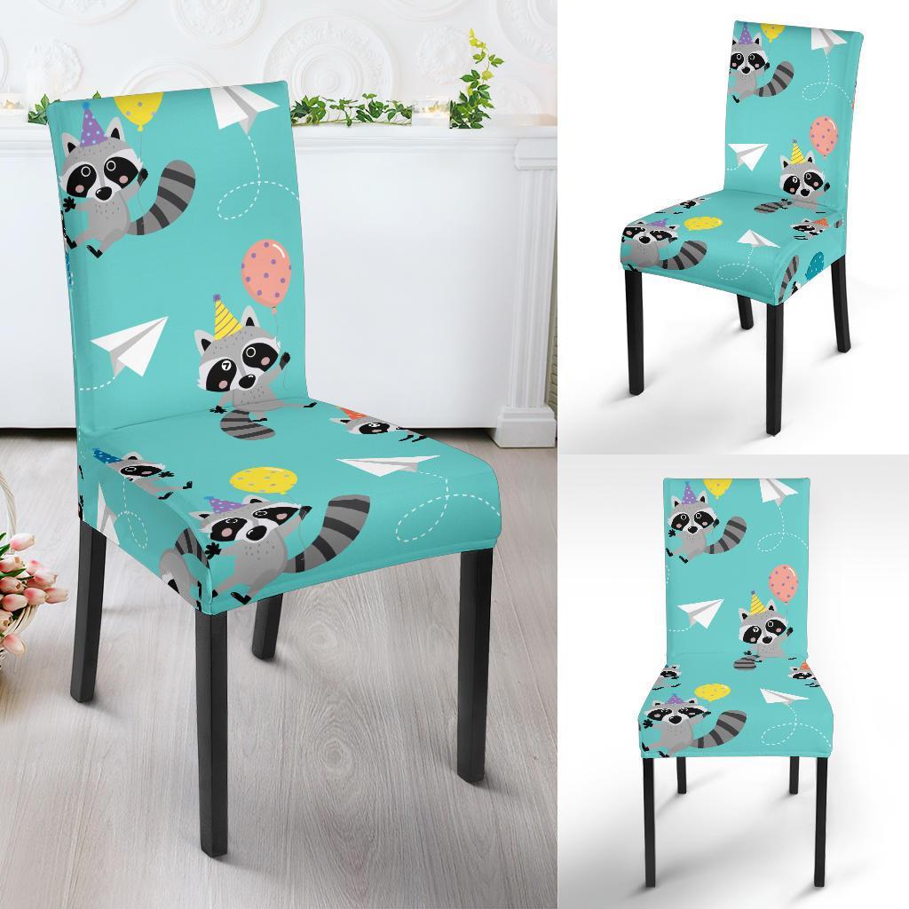 Birthday Raccoon Pattern Print Chair Cover-grizzshop