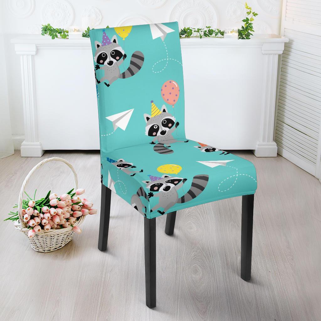 Birthday Raccoon Pattern Print Chair Cover-grizzshop