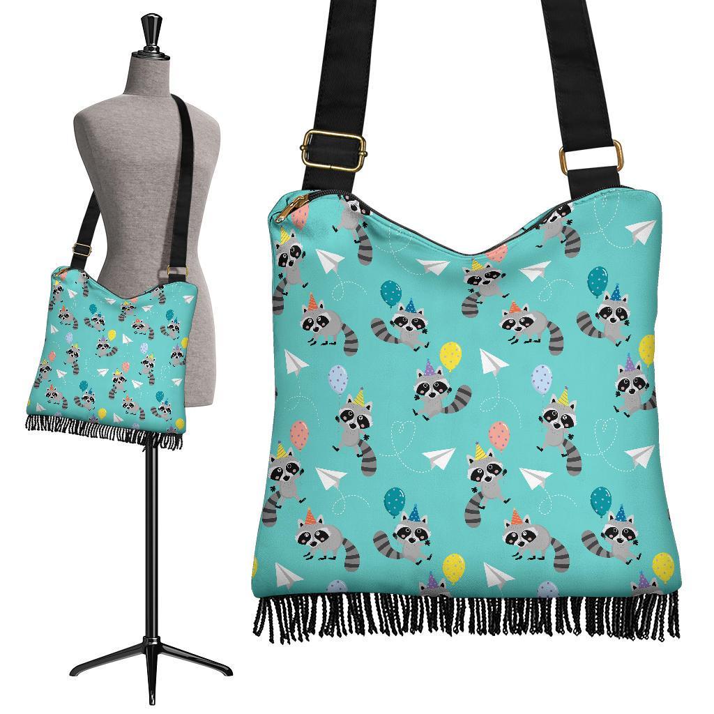 Birthday Raccoon Pattern Print Crossbody Bags-grizzshop