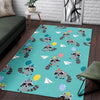 Birthday Raccoon Pattern Print Floor Mat-grizzshop