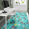 Birthday Raccoon Pattern Print Floor Mat-grizzshop