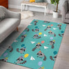 Birthday Raccoon Pattern Print Floor Mat-grizzshop