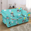 Birthday Raccoon Pattern Print Loveseat Cover-grizzshop