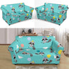 Birthday Raccoon Pattern Print Loveseat Cover-grizzshop