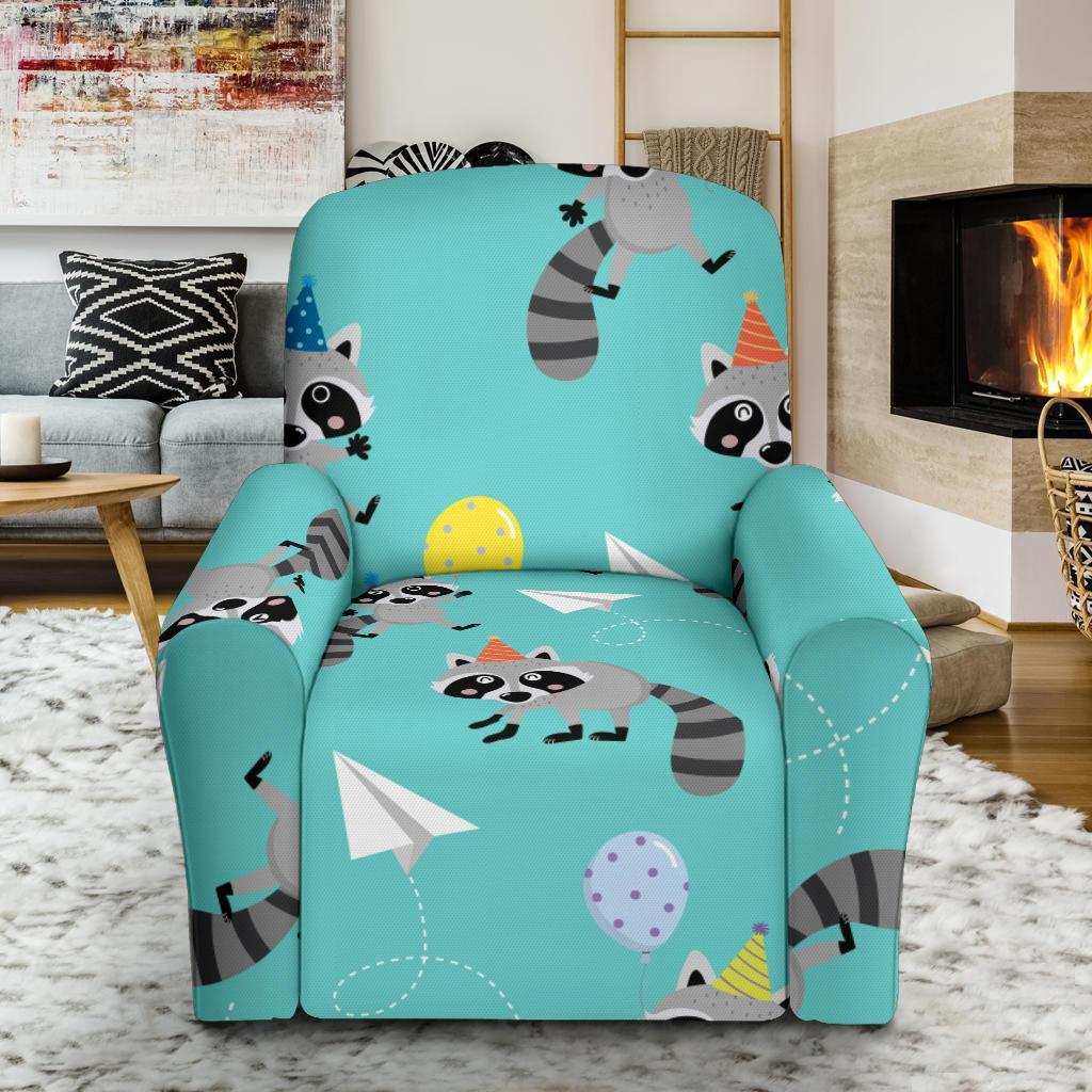 Birthday Raccoon Pattern Print Recliner Cover-grizzshop