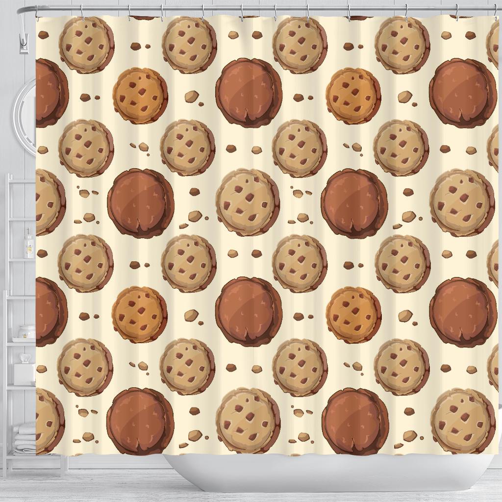 Biscuit Cookie Pattern Print Bathroom Shower Curtain-grizzshop