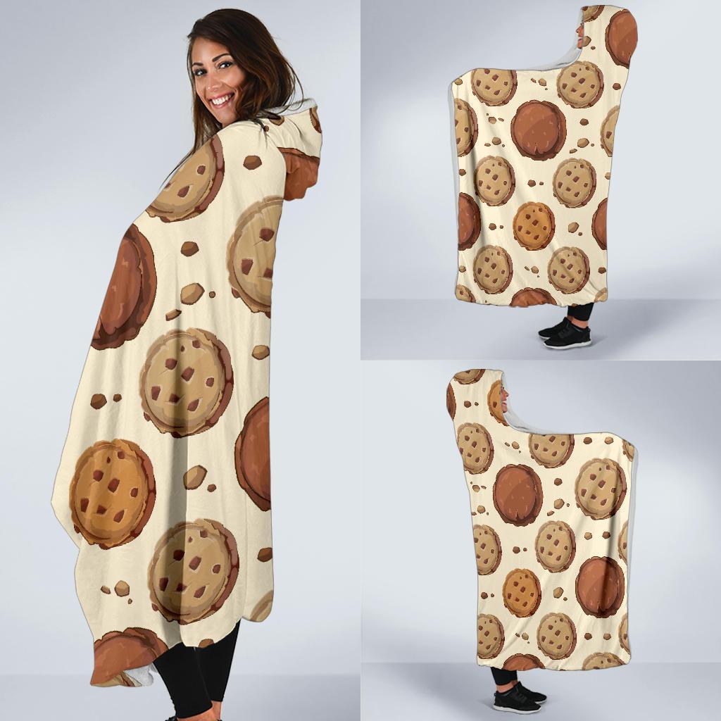 Biscuit Cookie Pattern Print Hooded Blanket-grizzshop
