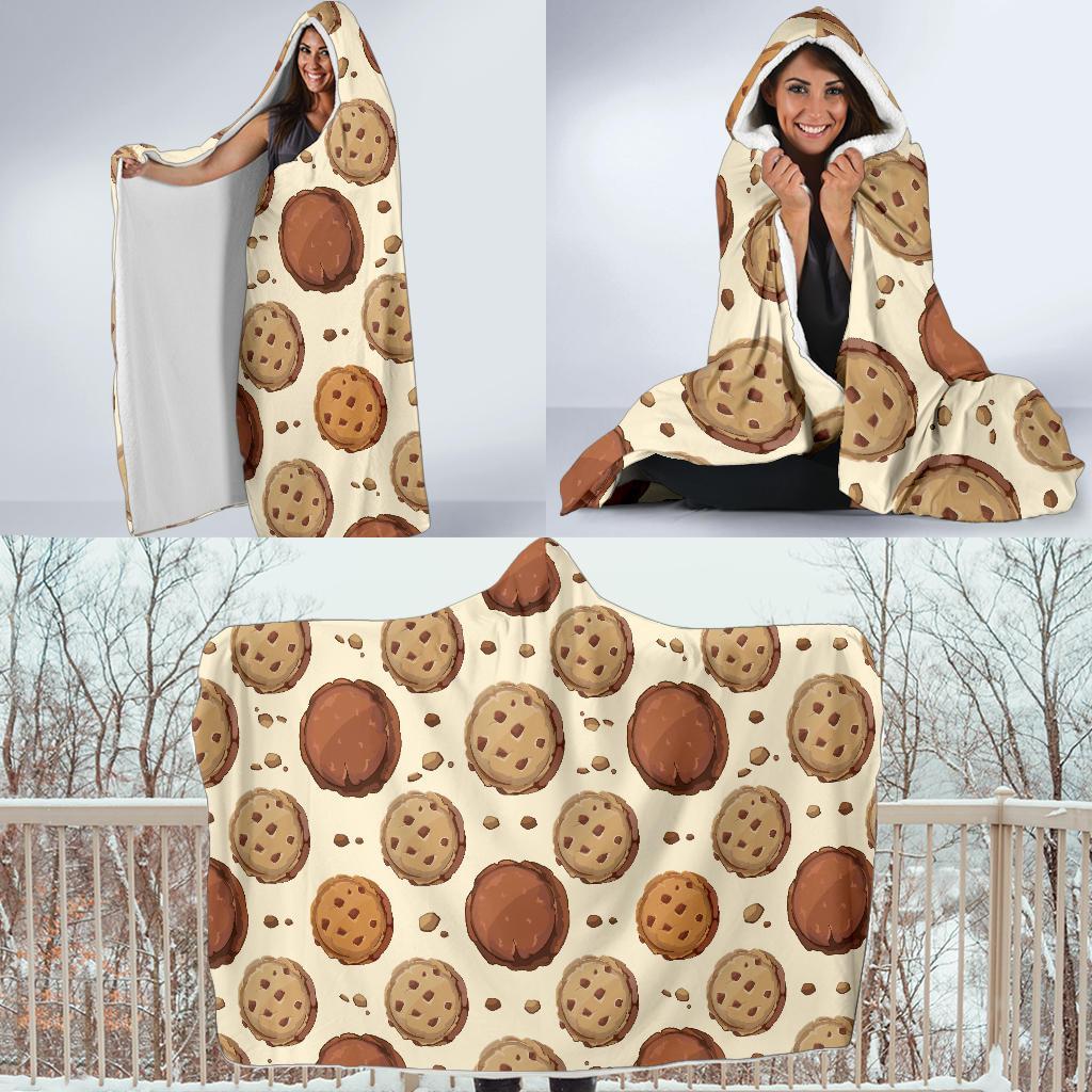 Biscuit Cookie Pattern Print Hooded Blanket-grizzshop
