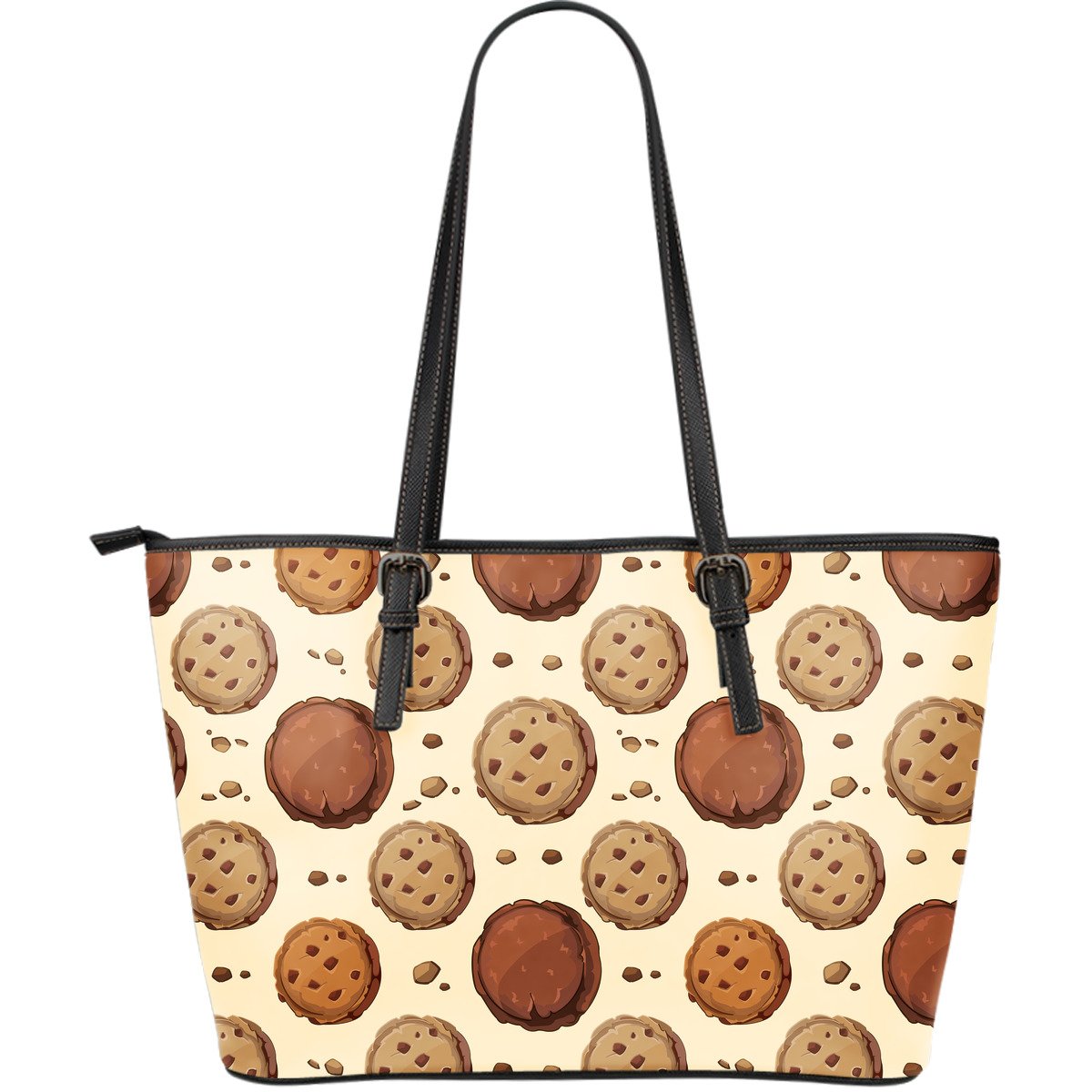 Biscuit Cookie Pattern Print Leather Tote Bag-grizzshop