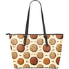 Biscuit Cookie Pattern Print Leather Tote Bag-grizzshop