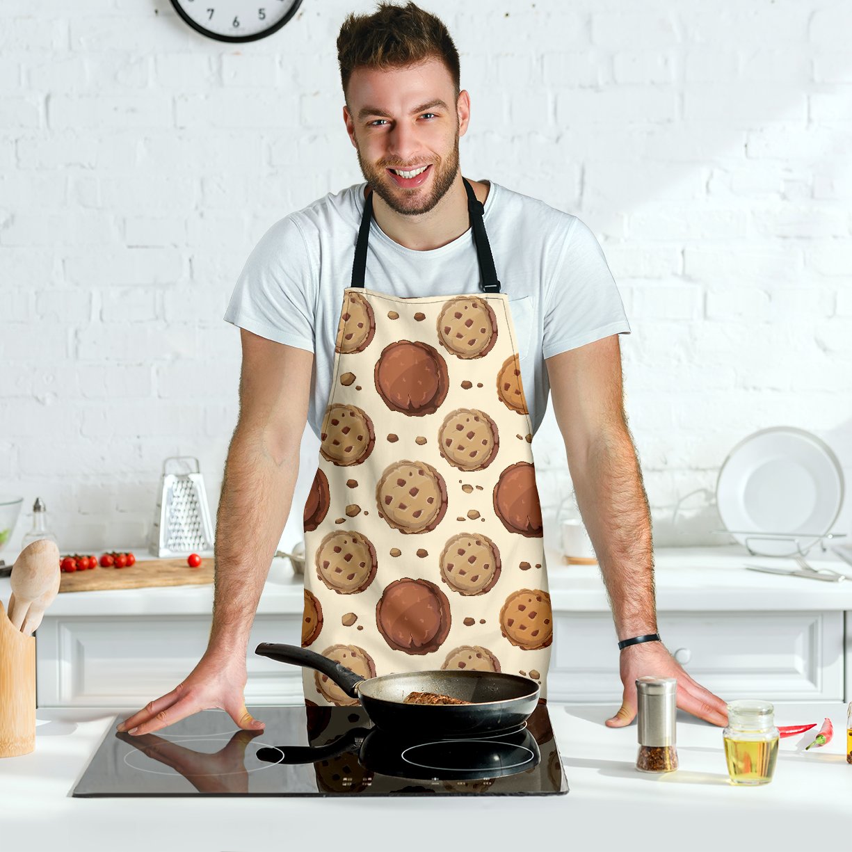 Biscuit Cookie Pattern Print Men's Apron-grizzshop