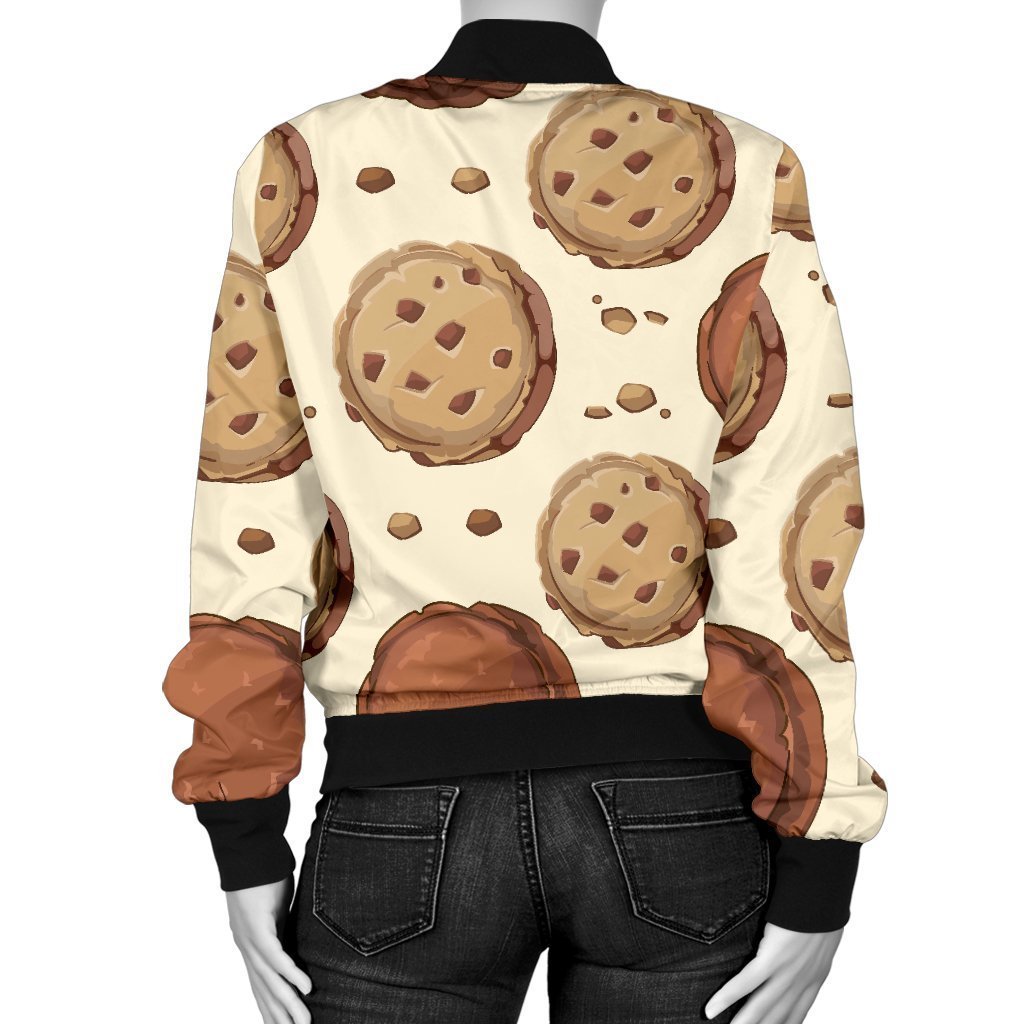 Biscuit Cookie Pattern Print Women Casual Bomber Jacket-grizzshop