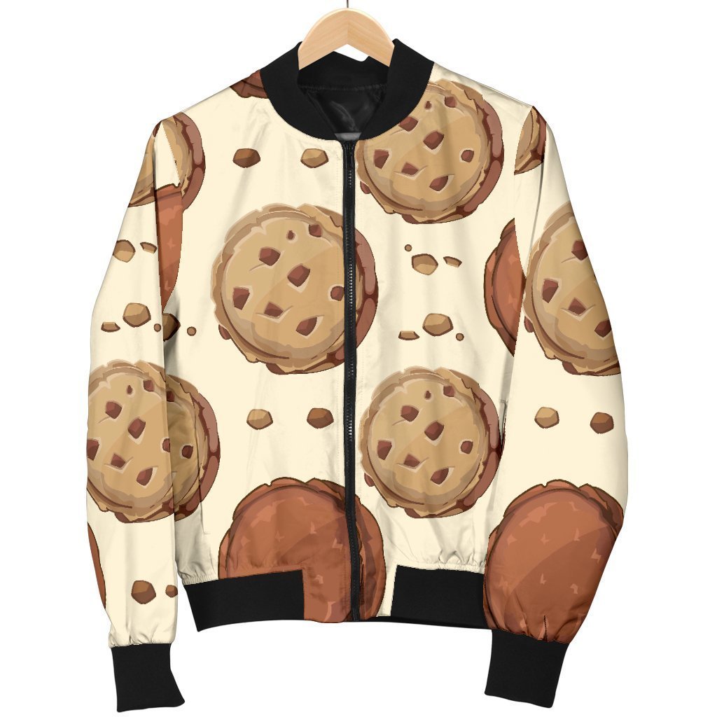 Biscuit Cookie Pattern Print Women Casual Bomber Jacket-grizzshop