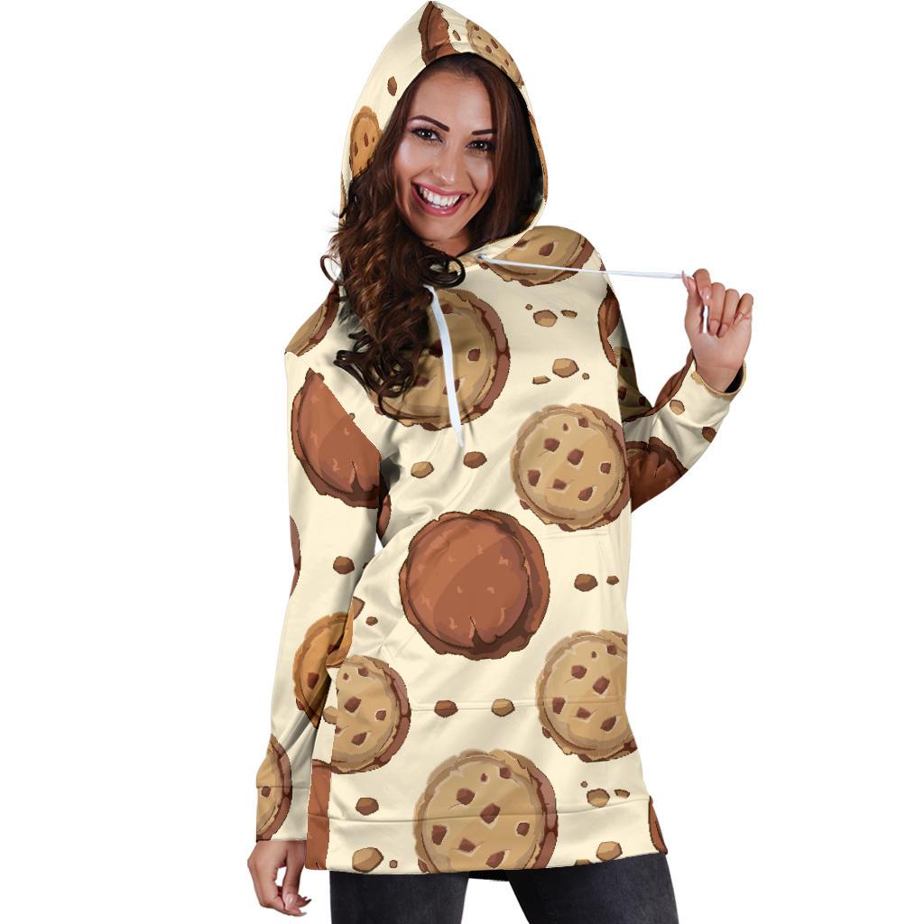 Biscuit Cookie Pattern Print Women Hoodie Dress-grizzshop
