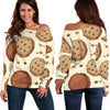 Biscuit Cookie Pattern Print Women Off Shoulder Sweatshirt-grizzshop