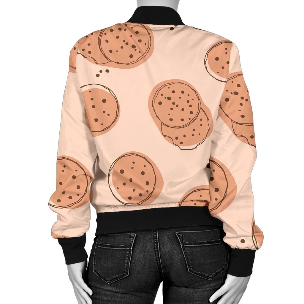 Biscuit Cookie Print Pattern Women Casual Bomber Jacket-grizzshop