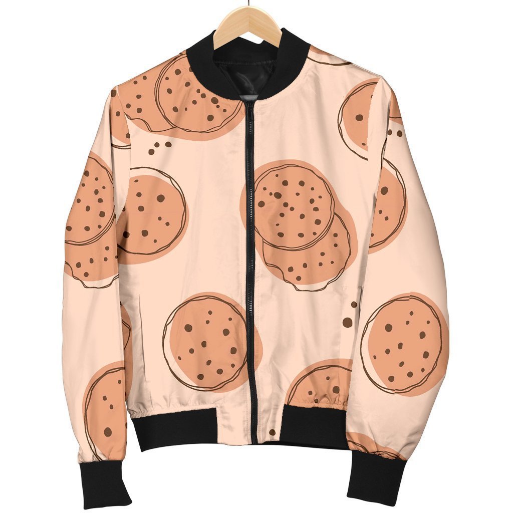Biscuit Cookie Print Pattern Women Casual Bomber Jacket-grizzshop
