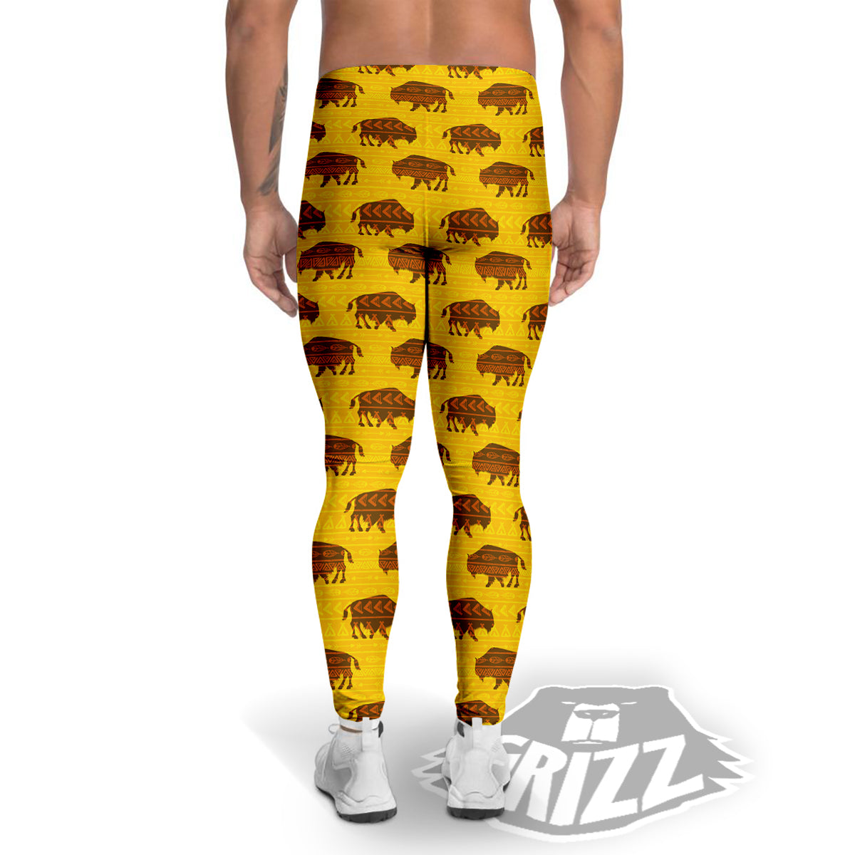 Bison Aztec Print Pattern Men's Leggings-grizzshop