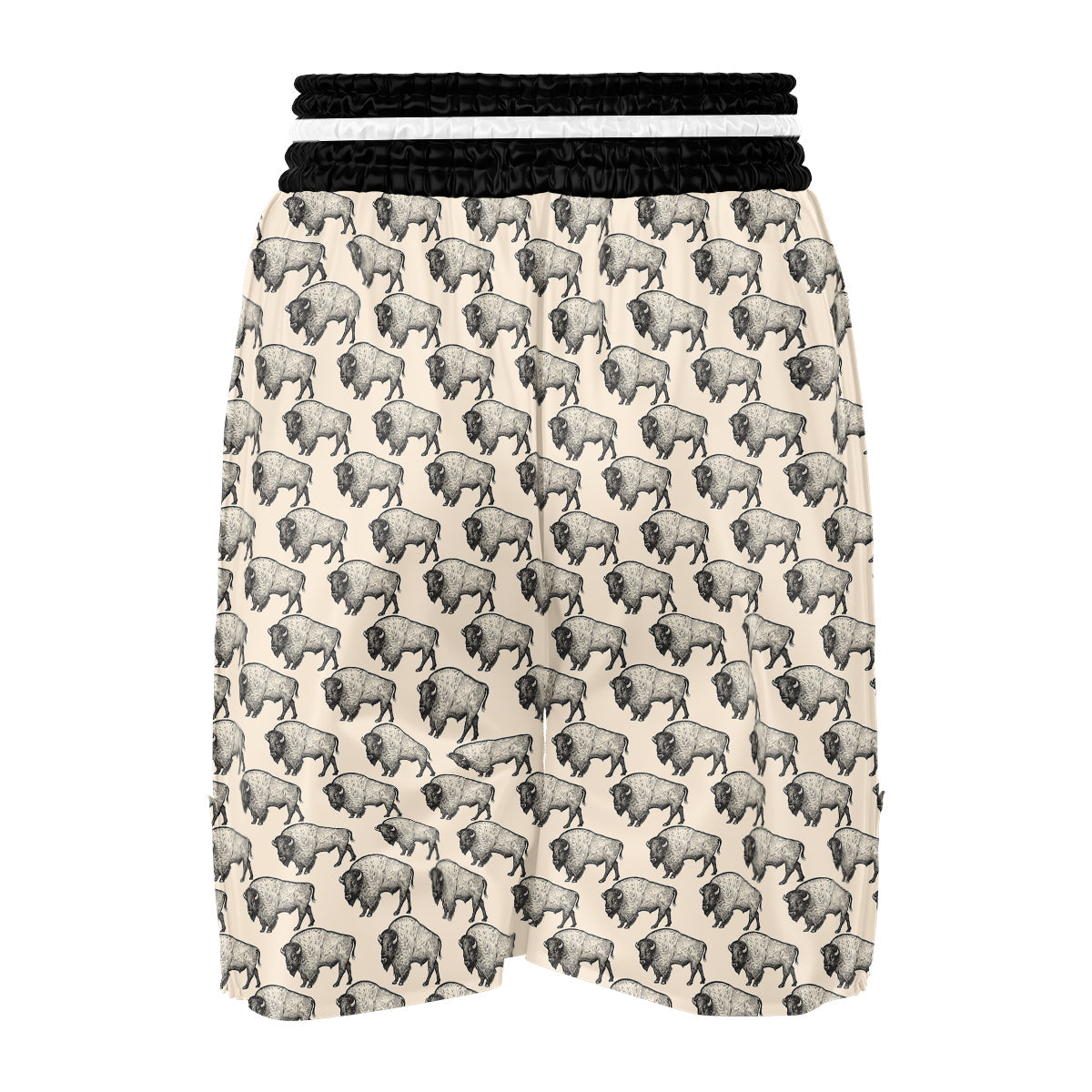 Bison Beige Print Pattern Boxing Shorts-grizzshop