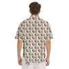 Bison Beige Print Pattern Men's Short Sleeve Shirts-grizzshop