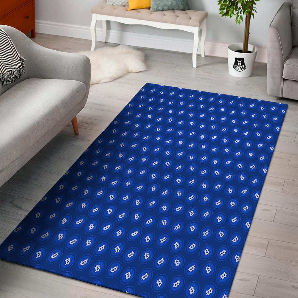 Bitcoin Blue Print Pattern Floor Mat-grizzshop