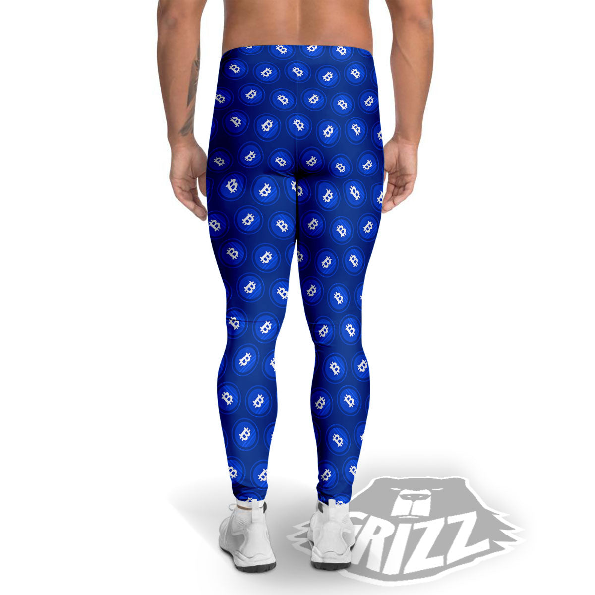 Bitcoin Blue Print Pattern Men's Leggings-grizzshop