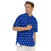 Bitcoin Blue Print Pattern Men's Short Sleeve Shirts-grizzshop