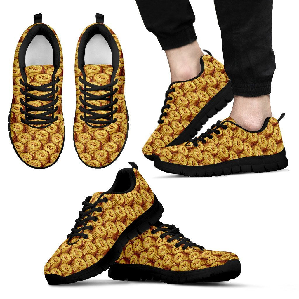 Bitcoin Cryptocurrency Pattern Print Black Sneaker Shoes For Men Women-grizzshop