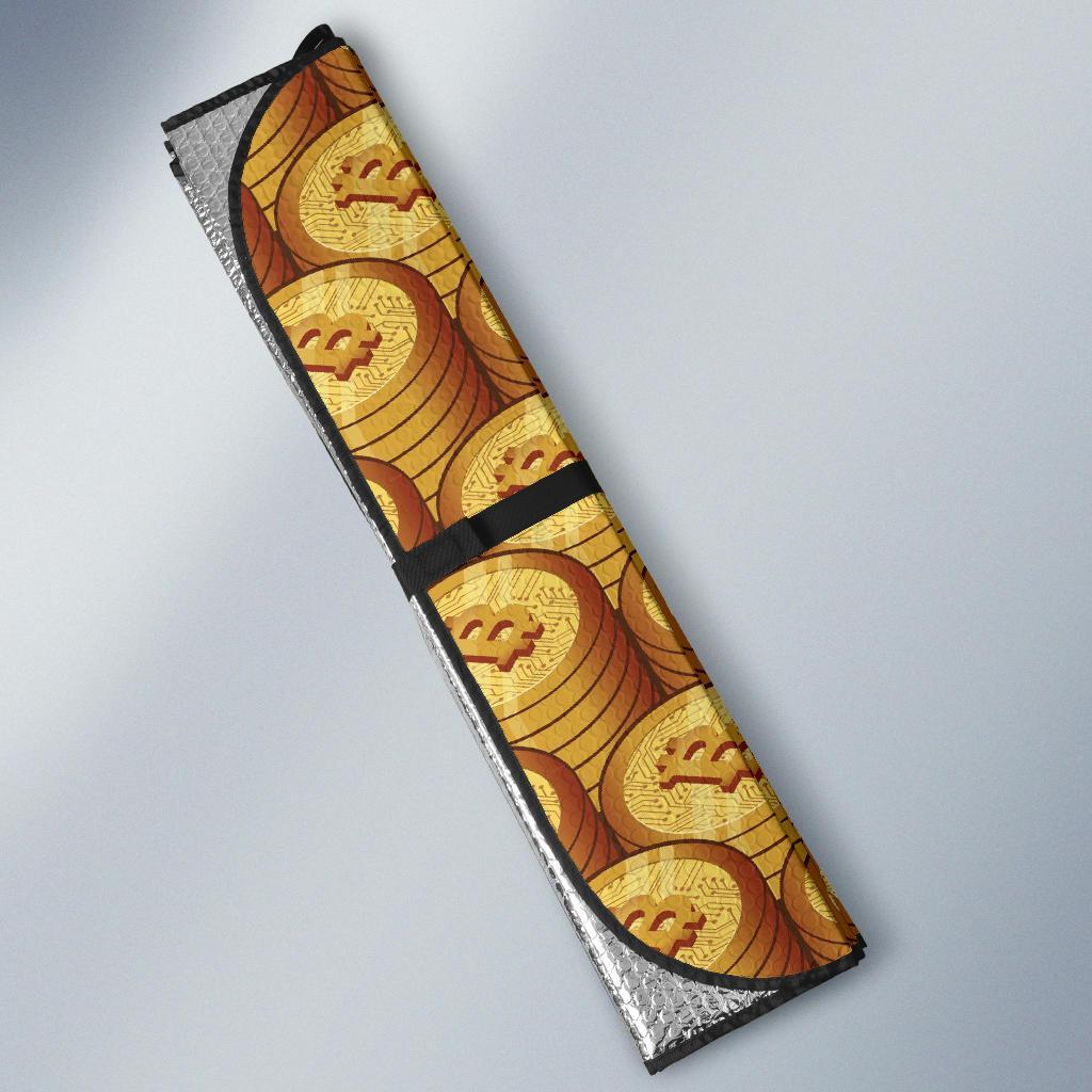 Bitcoin Cryptocurrency Pattern Print Car Sun Shade-grizzshop