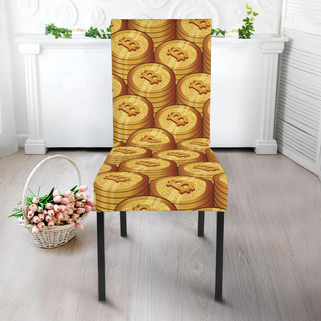 Bitcoin Cryptocurrency Pattern Print Chair Cover-grizzshop